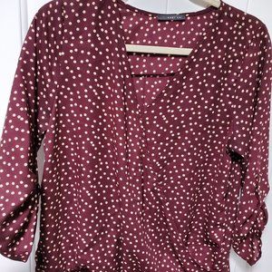 West KEI - Allan Surplice Rolltab High Low Blouse